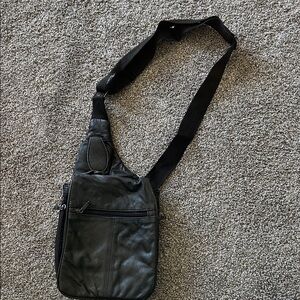 Black Leather Sling Bag
